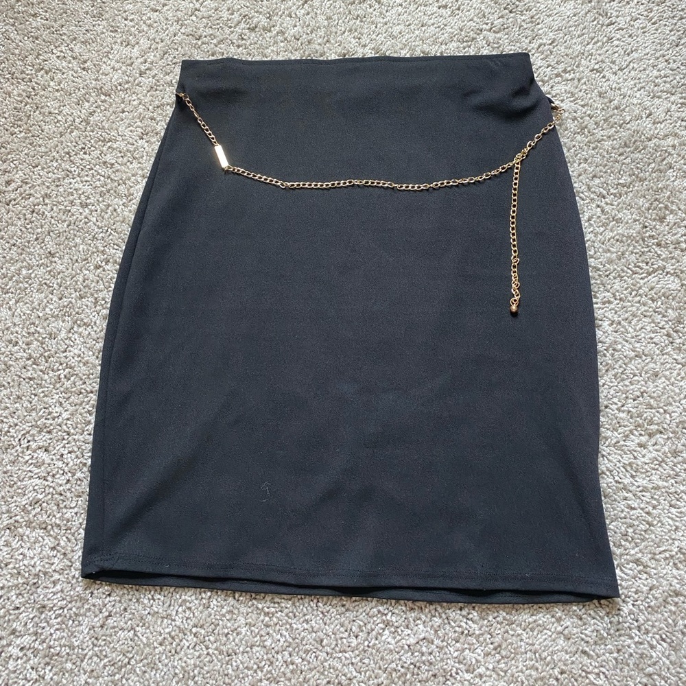 Black shirt with gold chain